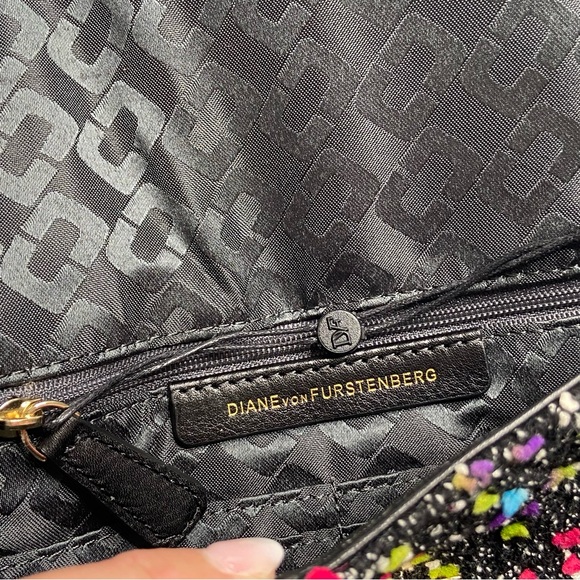 Diane Von Furstenburg Agent Karlie Confetti Tweed Zip On Clutch - Picture 11 of 15